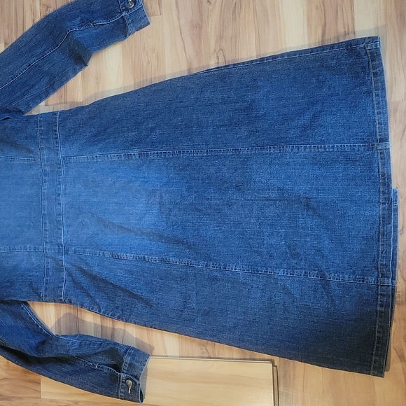 Vintage Y2K Denim Duster Jean Long Coat S - Picture 10 of 14